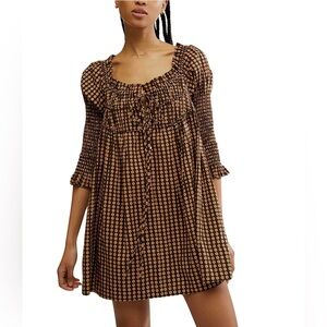 NWT Free People Star Dip Mini Dress cottage core boho winter cotton babydoll